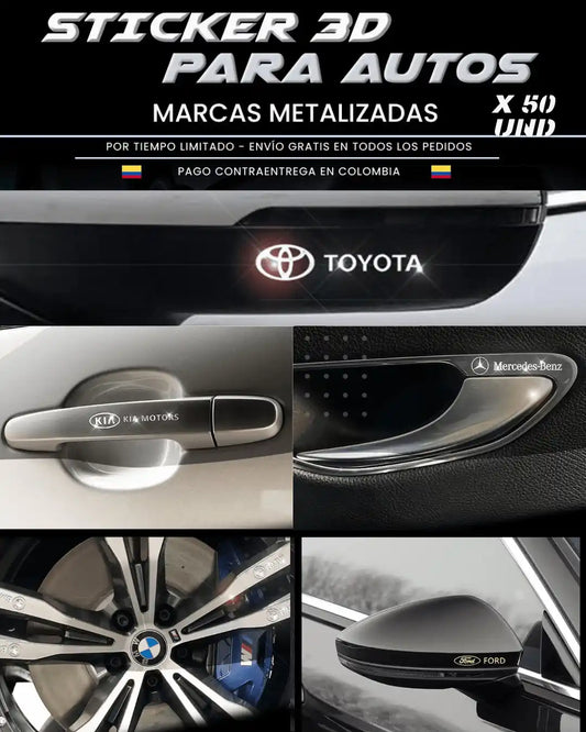 Sticker 3D Para Vehiculo X50 Unds