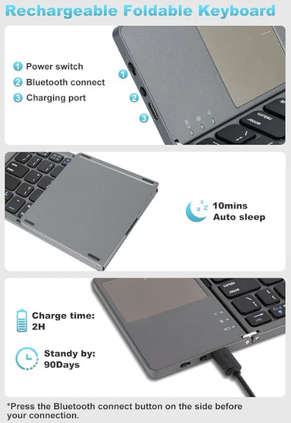 Miniteclado Inalámbrico Plegable TechFlex® + ENVÍO GRATIS